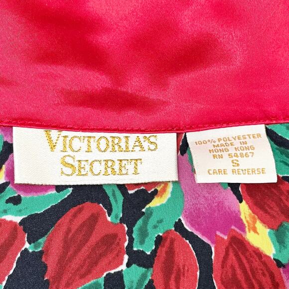 Victoria's Secret Vintage Satin Tulip Floral Jacket/Robe Sleep Shirt - Picture 11 of 11